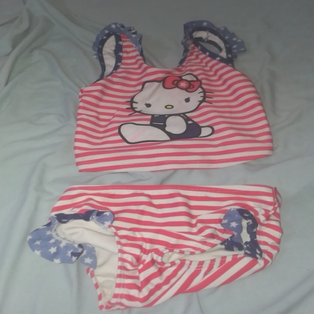 Girls red white and blue Hello Kitty bathing suit